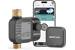 ‎UNISTYLE Unistyle Bewässerungscomputer WLAN mit Messing einlass auslass, Smart Zeitschaltuhr Bewässerung mit APP, Automatischem Bewässerungsuhr für Garten Rasensprenger Bewässerungssystem, mit Sprachsteuerung
