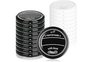 COM-FOUR® 20x Coperchi di ricambio per vasetti di marmellata "Homemade with love" - coperchi a vite per vasetti per conserve - TO 82 mm (nero/bianco - 20 pezzi)