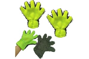ANROI 2er Set Mikrofaser Waschhandschuhe für Auto & Zuhause - Super saugfähige Chenille-Handschuhe mit elastischem Bündchen