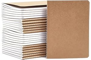 PUBLICLICK 10 cuadernos, A5 Tapa de Kraft Blanda rayas, Medidas 14 x 21 x 0.8, Blanco 60 páginas, Libretas Grapadas Cuaderno de Notas para Despacho Diario Escritura de Colegio
