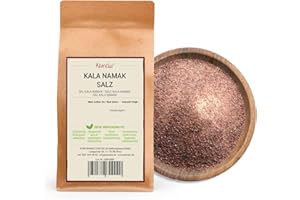 KAMELUR 1kg di sale originale Kala Namak, sale fine - salgemma di alta qualità dall'India, spezia perfetta per la sostituzione dell'uovo - in confezione biodegradabile