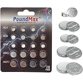 PoundMax 20pcs AG1,AG3,AG4,AG10,AG13 alkaline mixed batteries