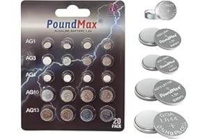 POUNDMAX JCB batteria orologio (assortimento standard) AG1 AG3 AG4 AG12 & AG13 celle pulsante (20 celle)