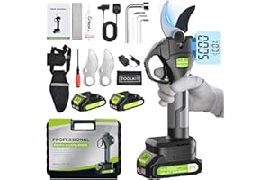 RINOXAR Forbici Potatura Elettriche, 40 mm Professionale Brushless Forbice Potatura con 21V/2.0Ah Batteria, Cesoie Potatura Elettriche con Display Digitale, per Giardinaggio Ulivi Albero da Frutta Vigneto