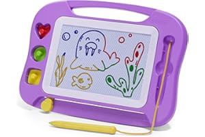 SGILE Magnetic Drawing Board for Kids, Colorful Erasable Doodle Board with Magnet Pen, Painting Sketch Pad with Three Stamps, Travel Toy, Birthday Gift, Educational Learning Toy for Toddlers, Purple
