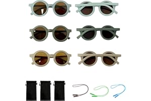 TAFACE Occhiali Rotondi da Sole per Bambini 3 Pezzi - Stile Retrò per Adolescenti e Bambini di età 1-8 Anni