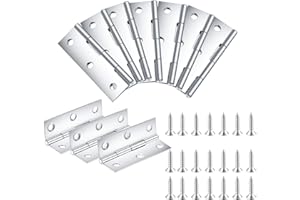 XIAOMOYU 10 Pcs Stainless Steel Folding Butt Hinges, 2.16 inches Furniture Hardware, Door Cabinet Hinge Connectors with 60 Pcs Screws for Closet, Drawer, Window, Boxes, Gate