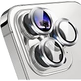 Babilden İphone Al&uuml;minyum Alaşım &Ccedil;er&ccedil;eveli Tempered Glass Kamera Lens Koruyucu (İPHONE 14 PRO MAX, Silver)