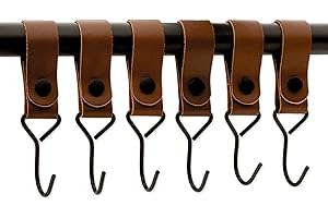 Brute Strength - Multifunktionshaken Mit Lederschlaufe - Cognac - 6X - Kleiderhaken Garderobenhaken Campinghaken Leder