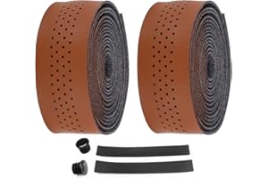 Namvo Cycling Bike Handlebar Tape PU Leather Look Bar Tape Road Bike Non-Slip Bike Tape Includes 1 Pair Handlebar Plu,gs (Brown 3x215cm)