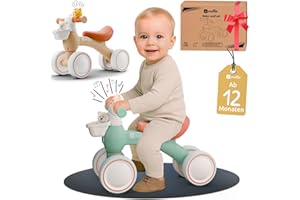 Mallie® Laufrad ab 1 Jahr I Ab 12 bis 24 Monate inkl. Klingel und Korb I Laufräder, Rutschauto Ab 1 Jahr, Schaukelpferd oder Dreirad ab 1 Jahr Ersatz I Balance Bike Kinderspielzeug als Geschenk 1 Jahr
