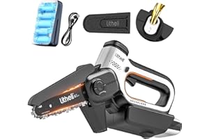Litheli Mini Kettensäge mit Akku 10.000 mAh, 15 CM Astsäge 20V, Bürstenloser Motor, Automatische Kettenschmierung, Sicherheitsverriegelung, Akku Handkettensäge für Gartenarbeiten und Holzschnitt