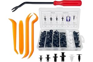 Baxcdyswe 100 Pièces Clips de Fixation Voiture, 6 Taille Rivet Plastique et 4 Coins de Garniture de Voiture Ainsi Qu'Un Outil de Démontage De Fixation, Agrafe Carrosserie pour Auto Voitures Panneaux