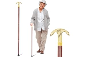Ajuny Handmade Wooden Walking Stick for Men Women & Seniors with Detachable Decorative Brass Handle Lightweight & Durable Cane Elegant Mobility Aid & Unique Gift