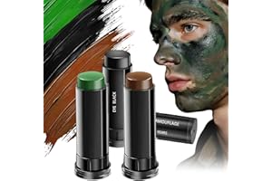 CHENZVORA Peinture Visage,Crema Mascheramento Militare,3 Pezzi Camouflage Face Paint Sticks Kit,Pittura Per Il Mimetica Viso Mimetico Trucco Militare Dell'Esercito Di Olio Di Campo Militare All'Aperto