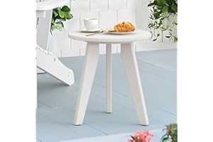 LUE BONA Table Basse Outdoor Ronde,Imperméable et Anticorrosion,HDPS Table d'appoint Ronde,Petite Tables de Jardin,pour Chambre à Coucher,Balcon,Jardin,Blanc