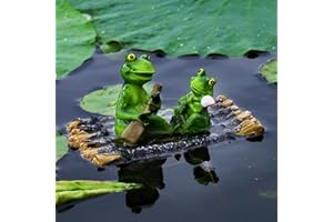 Kertaym Schwimmende Teichdeko Harz Frosch Gartenfiguren Wetterfeste Gartendeko Für Miniteich Balkon Teichdekoration Mit Realistischer Schwimmfunktion (D)