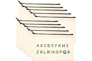 pangutheos 10 Pezzi Borsa da Trucco Cosmetica Vuota, Astuccio Piccolo con Cerniera, Personalizzato Astuccio in Tela Bianco per il Viaggio Pittura Conservazione Della Cancelleria (Bianco)