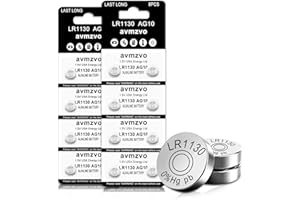 AVMZVO AG10 LR1130 Piles Bouton Alcaline 1.5V, Lot de 16, sans Mercure,【3 Ans Garantie】 (1130-16)