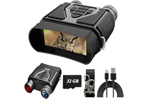 JADFEZY Binocolo Visione Notturna, 32 GB Scheda di Memoria Visore Notturno 3" TFT 8X Digitale Zoom 7-LIVELLI Infrarossi Vista 300M al 100% Buio per la Caccia Osservazione Uccelli e Campeggio