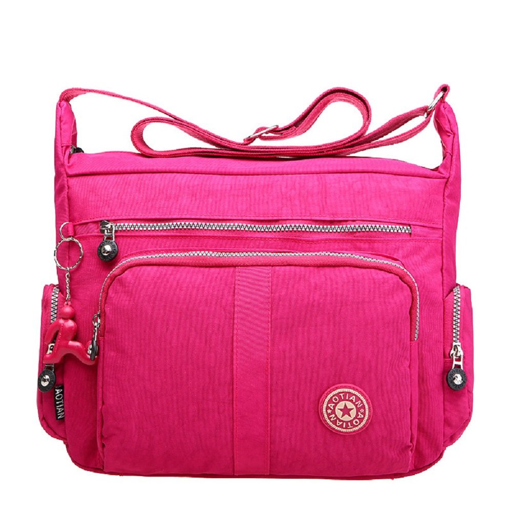 Large Capacity Women's Casual Shoulder Bags Waterproof Multi Pockets Nylon Cross Body Handbags
