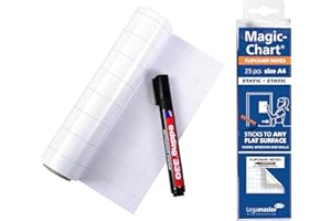 Legamaster LEGAMASTER Magic-Chart Notes Tableau blanc, Polypropylène, blanc, quadrillé, 20 x 30 cm (A4)