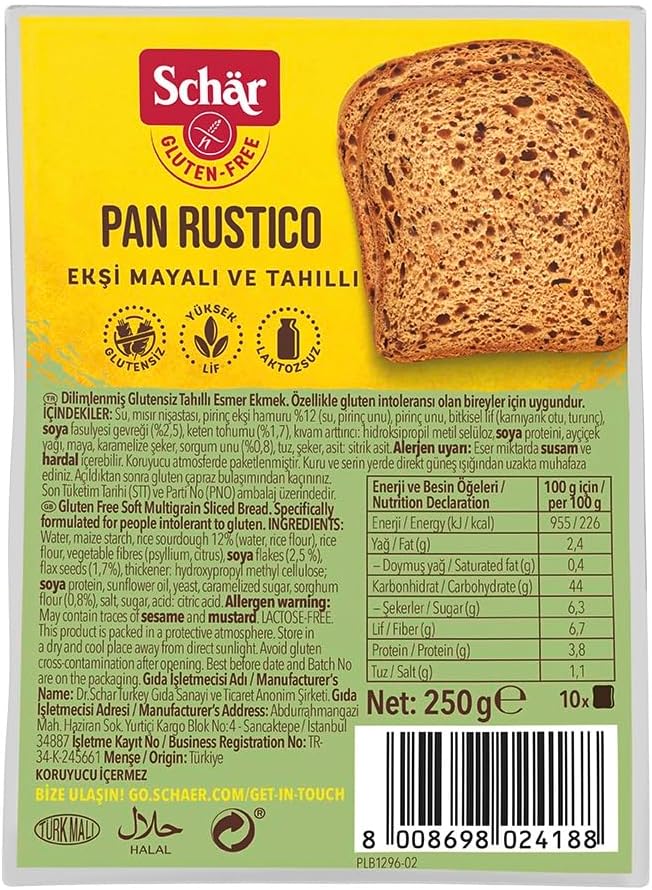 Schar Rustico Glutensiz Lifli Ekmek 250 gr