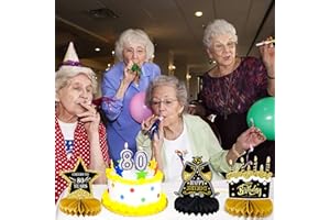 VAIAV Geburtstag Dekoration 80. Bienenwabe Mittelstück Jahre Party Dekorationen Geburtstag Party Zubehör Tischdekorationen Papier Dekorationen für Männer und Frauen(9 Stück)