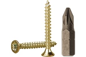 MARCOPOL Lote de 700 tornillos de madera de acero chapado en zinc amarillo de 3 x 30 mm, tornillos de aglomerado, tornillo universal Pozi-Drive, PZ cabeza avellanada Pozidriv (700, 3,0 x 30 mm)