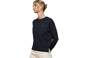 Polo Club Maglione in Maglia con Scollo Tondo e Logo da Donna