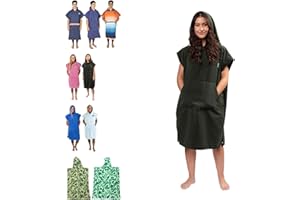 COR Surf Poncho à langer avec capuche et poche avant | Combinaison de plongée épaisse en microfibre à séchage rapide pour le surf, la plage, la piscine, la natation (vert oranger, taille M)