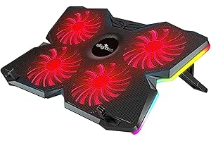 Offgridtec Refroidisseur pour Ordinateur Portable K25 Pro, Support ventilé avec 4 Ventilateurs Silencieux à 1100 TR/Min, 2 Ports USB, Hauteur réglable, Design Ergonomique pour Consoles de Jeu et