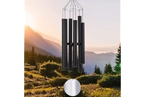 ASTARIN Campanelli a vento per giardino, 91 cm, grandi campanelli a vento per esterni, sintonizzati, rilassanti, rilassanti, bassi bassi, commemorativi per mamma e papà, nero