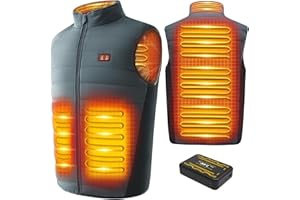 LABCOOL Gilet chauffant,veste chauffante homme avec 7,4V 25000mAh Batterie incluse, 3 Niveau de chauffant, 6 zones chauffante, Hiver extérieur Vêtement