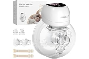 Rivoluzionario Tiralatte Elettrico 202g, KISSBOBO Tiralatte Elettrico Indossabile Con 4 Modalità 12 Livelli, Comfort Ottimale Con Timer 21 mm/24 mm(Bianco/1pcs)