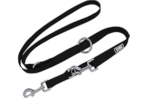 DDOXX Guinzaglio Addestramento per Cani Piccoli e Grandi in Nylon, Regolabile in 3 Modi, 2m | Doppio per Gatti Cuccioli | Accessori | Nero, XS