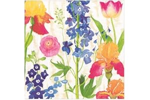 Caspari - Tovaglioli di carta con motivo floreale, 50,8 cm, 33 cm, colore: Bianco