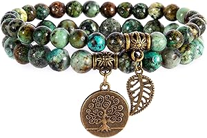 Farfume Braccialetti Chakra da donna - Bracciale con cristalli di pietre curative per donna Bracciale con pietre preziose naturali - Un set di braccialetti con doppia perla