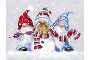 NAIMOER Winter Gnomes Diamond Painting Kits for Adults, Christmas Diamond Painting Kits for Adults Kids, DIY Full Drill Snow Diamond Art Christmas Diamond Painting for Home Decor 30x40cm