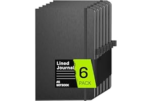 ONAVIA A5 Lined Journal Notebook, 7mm College Ruled Notepad, Journaling for Writing, Work, School, Travel and Note Taking, Hardcover 160 Pages (80 Sheets) 5.79 x 8.3 inches (6 Pack Black)