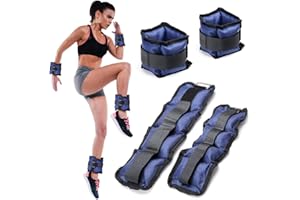 BAKAJI Lot de 4 poids pour poignets et chevilles de 2 kg + 1 kg en néoprène avec fermeture à larme et boucle réglable