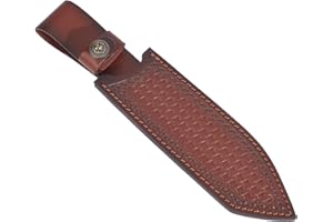 AMIJOUX Foderi per Coltelli Orizzontali in Pelle, Fondina per Coltelli Marrone con Passante per Cintura per Lame Fisse, Fondine Copri Lama da Caccia Dritte per Campeggio Bushcraft All'Aperto