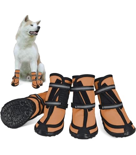 Scarpe Antiscivolo Per Cani - 4 Paia Con Suola Morbida E Cinghie Riflettenti | Protezione Zampe - Foto 3