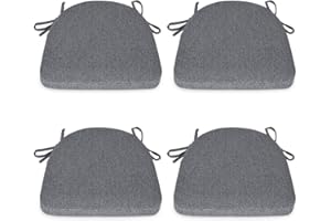 baibu Set of 4 Chair Cushion with Ties for Dining Chairs [43x42x5 cm] Non Slip Kitchen Dining Chair Pad and Seat Cushion with Machine Washable Cover-Dark Grey