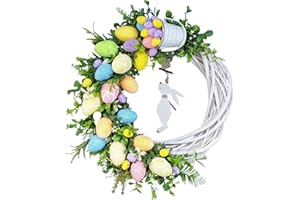 ASHLEYZJ Ostern Blumenkranz Deko,Acryl Ostern Deko Hase Türkranz Deko,Haustür Willkommens Kranz Deko zum Aufhängen,Simulationsgirlande Türkranz Ganzjährig Türdekoration,Frühlingsdekoration (b-A, One Size)