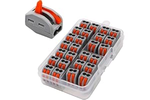 Connettore a dado leva, CESFONJER connettori per cavi compatti 26pezzi assortimento conduttori, connettore giunzione, connettori per cavi unilaterali, kit blocchi per cavi elettrici per cavi 28-12AWG