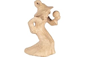 Décopatch SA233C - Une Sorcière avec une boule de cristal - Support en papier mâché à décorer Halloween - 15x8x20 cm