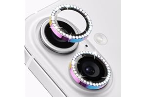 ICARER FAMILY Glitter Camera Lens Protection, Compatible with iPhone 16 and iPhone 16 Plus Premium Tempered Glass, Full Fit Bling Lens Ring Cover [Scratch-Resistant] - Colourful