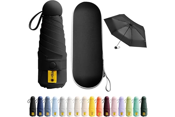BEKKLPOU Mini Fickparaply, Fällbart Vindtätt Paraply, Solparaply, Miniparaply, Dagliga Rullningar, Unisex