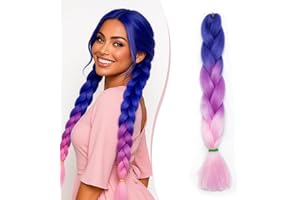 SEGO Pro Braiding Hair Extensions 24 Inch Synthetic Jumbo Box Braid Hair for Crochet Twist Braids for Women Pack of 1 (Dark Blue to Light Purple to Light Pink)